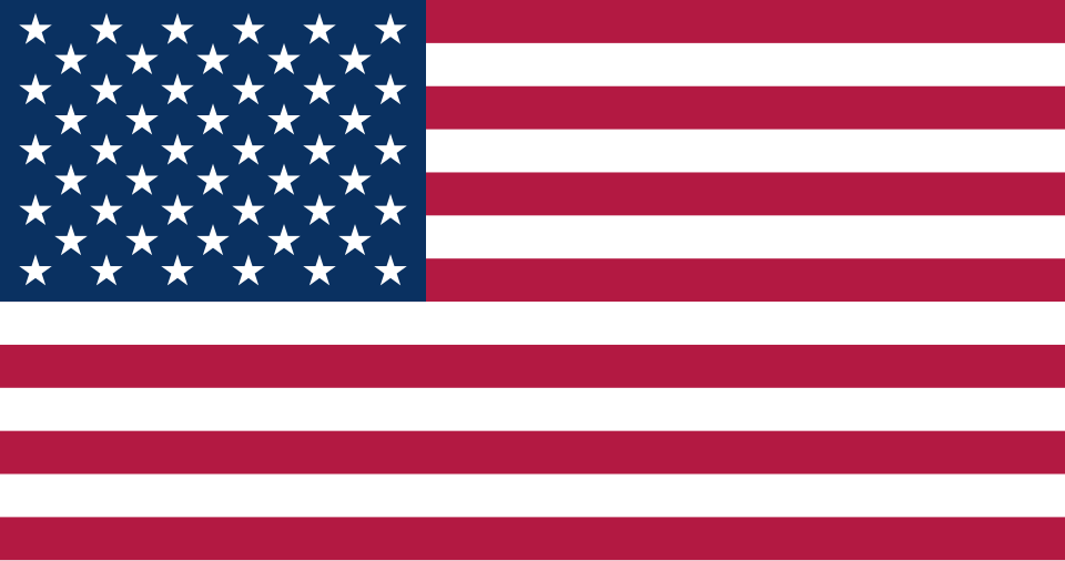 La bandiera degli Stati Uniti d'America: 50 stelle bianche su campo blu e 13 strisce rosse e bianche.